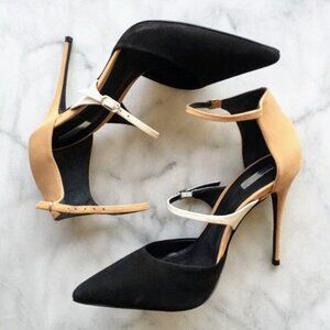 SCHUTZ HIGH HEELS pointed gorgeous 3 - tone suede heels   NWT 9